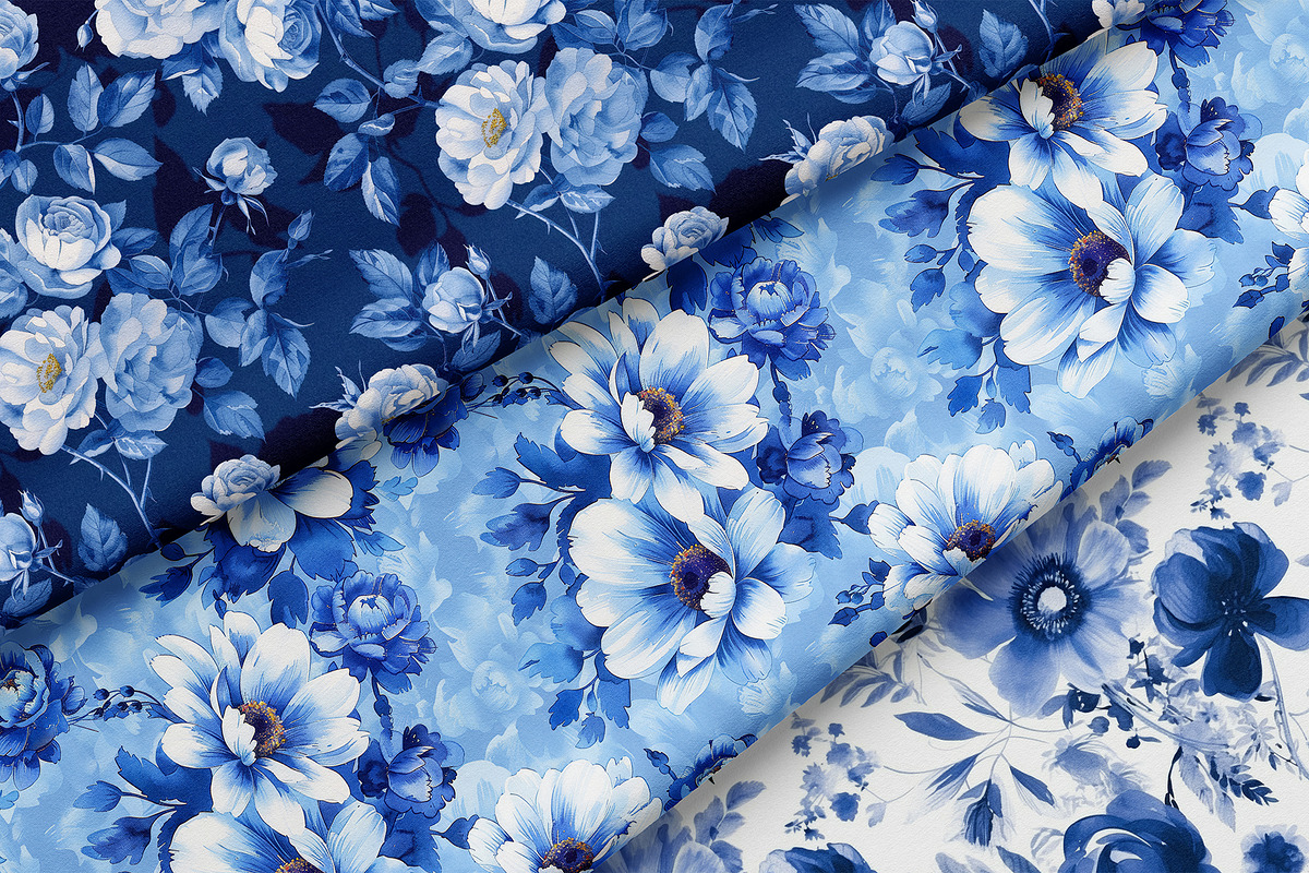 Royal Blue Floral Patterns, a Pattern Graphic by Ninterints