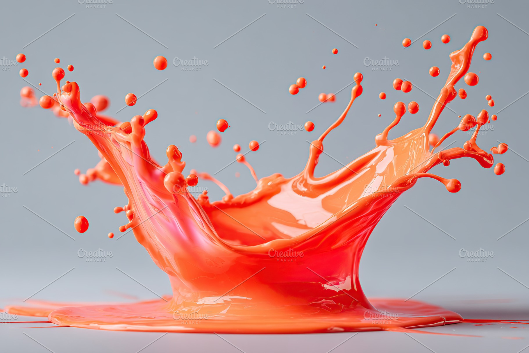 Vibrant red paint splash captured mid-motion on a smooth surface in a creative, an Arts & Entertainment Photo by AlyaAnd