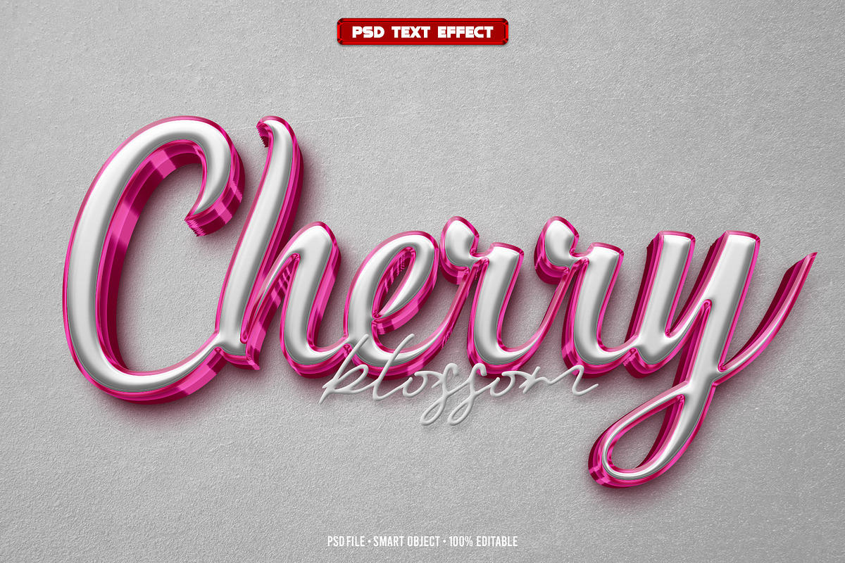 Cherry 3D editable text effect, a Layer Style Add-On by Hello Muh (Photo 1 of 2)