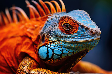 Close up of a blue iguana, also know, a Photo by Iftikhar Alam
