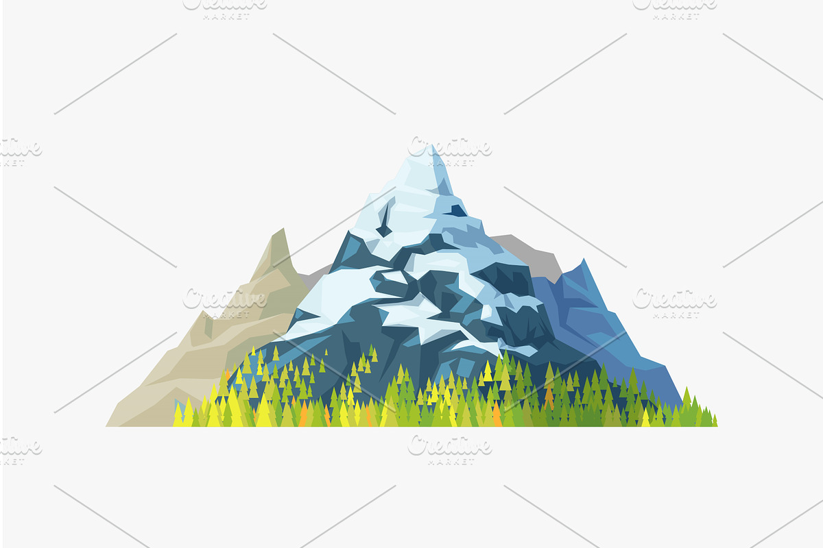 big mountains as icon on white back, an Animal Illustration by IfH