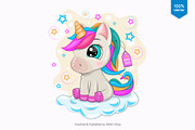 Cartoon little Unicorn. Tshirt, PNG., an Animal Illustration by KENO Mascots (Thumbnail 2 of 4)