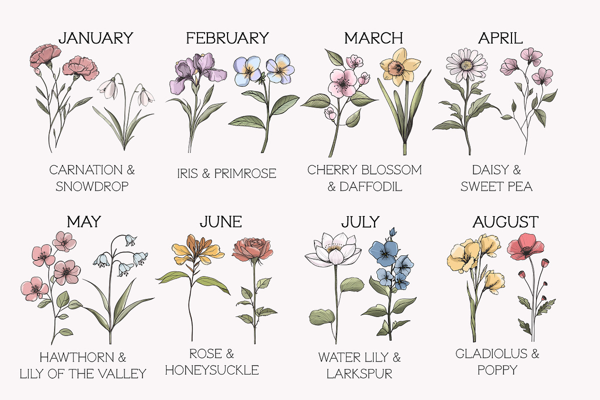 Birth Month Flowers Clipart Bundle, an Object Graphic by Mastilo Designs (Photo 2 of 6)