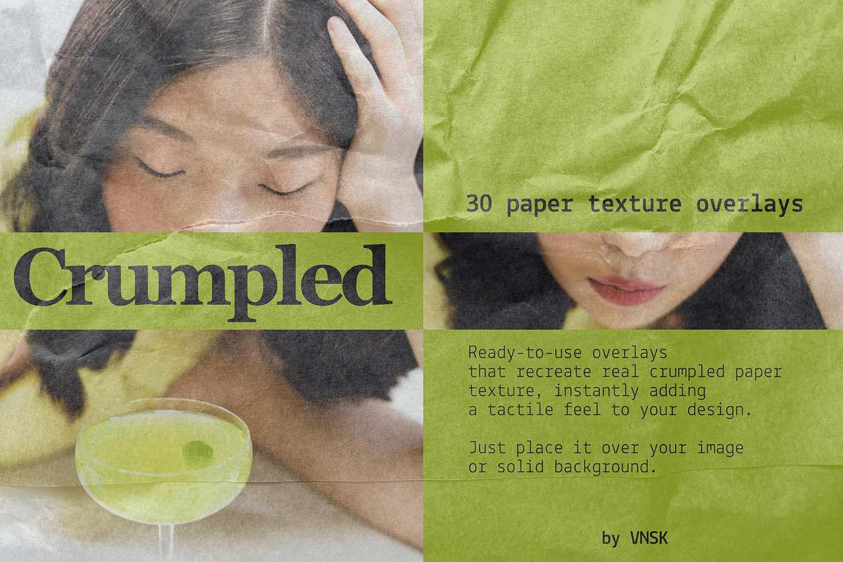 Crumpled: Paper Texture Overlays, a Texture Graphic by Anastasiia VNSK (Photo 1 of 19)