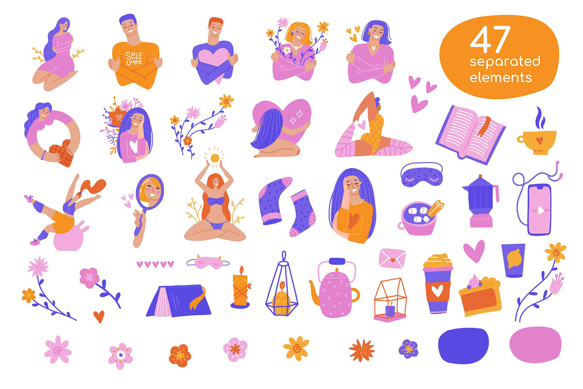 Love yourself: Self Love graphic set, a Person Illustration by Lana Sham (Photo 7 of 14)