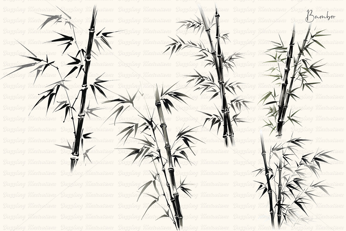 Zen Brushstrokes Sumi-e Clipart Set, an Illustration by Dazzling Art Boutique (Photo 3 of 11)