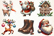 Santa Claus and his Reindeer Clipart, an Illustration by DreamCafeArt (Thumbnail 5 of 8)