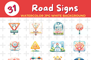 Road Signs watercolor Jpg Background, an Object Illustration by John_Walker (Thumbnail 1 of 2)