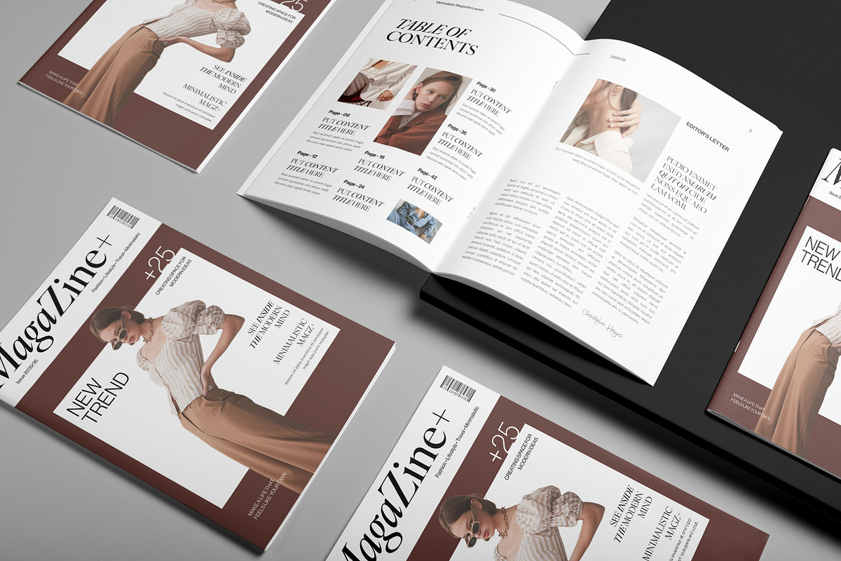 Minimalistic Magazine Template, a Magazine Template by DesignCrest (Photo 2 of 18)