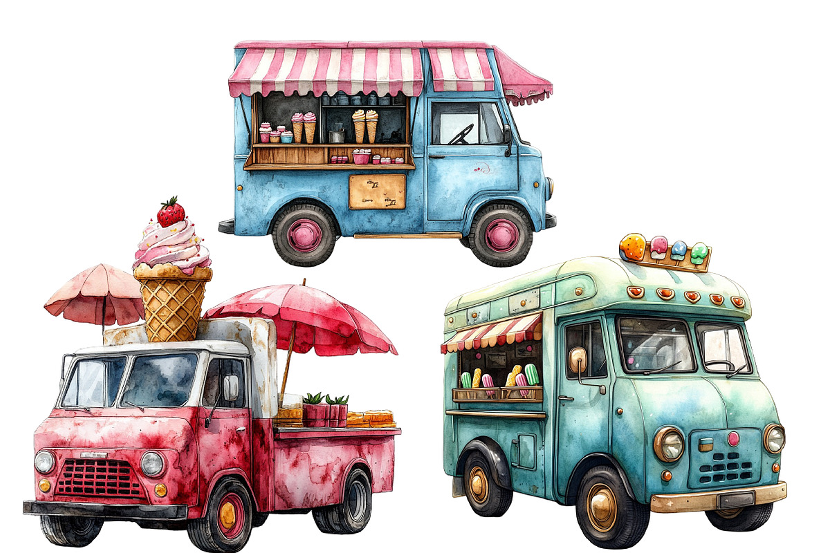 Summer Ice Cream Truck Clipart PNG, an Illustration by Designworld (Photo 5 of 6)
