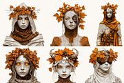 Surreal Art Autumn Girls Clipart, a Person Illustration by BusyDaydesign (Thumbnail 4 of 9)
