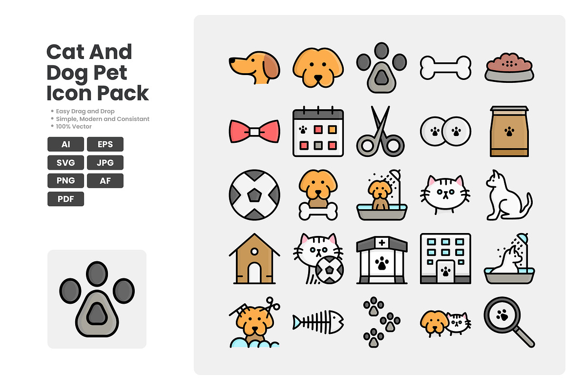 Adorable Pet Care Cat & Dog Icons, a Duotone Icon by erifqizeicon (Photo 1 of 3)