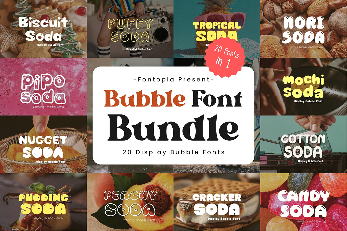 20 Display Bubble Fonts Bundle, a Handwritten Font by ZoloDesignHub (Photo 1 of 8)