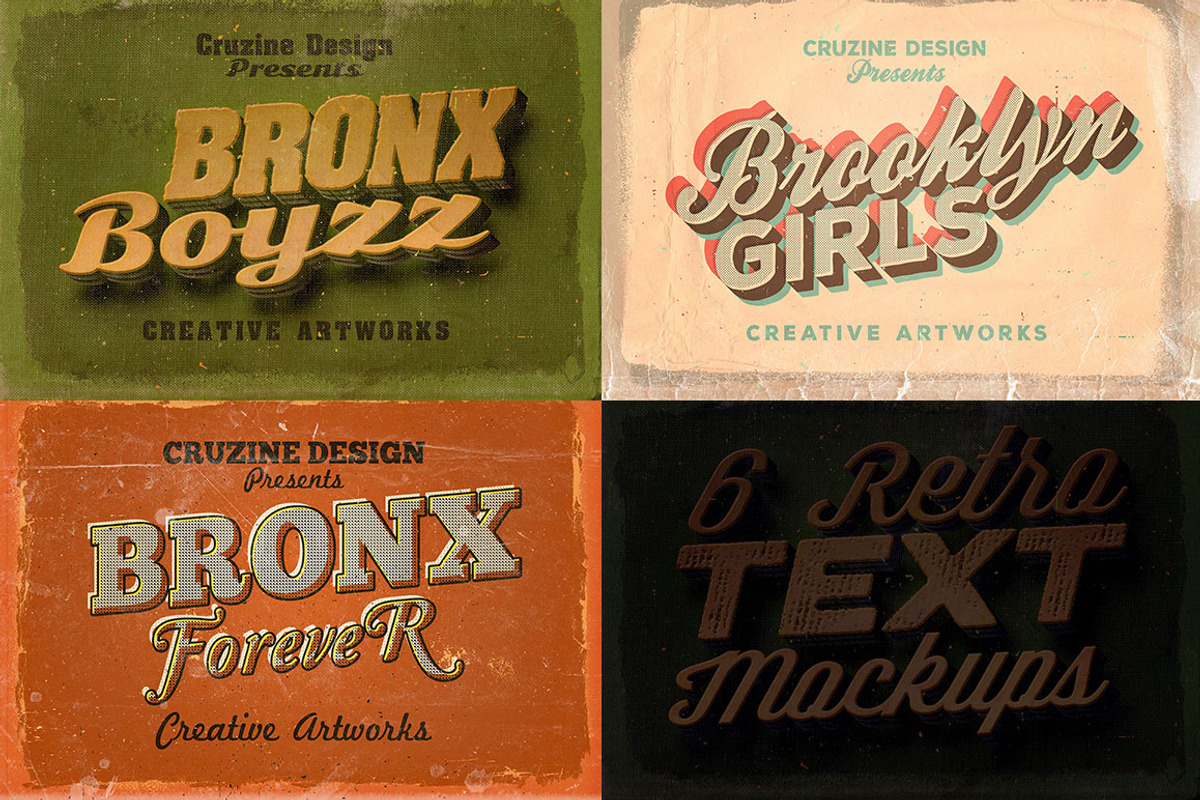 6 Retro/Vintage Text Mock-ups, a Mockup by Cruzine (Photo 3 of 5)