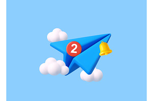 3D Paper Airplane icon., an Object Illustration by ModVector