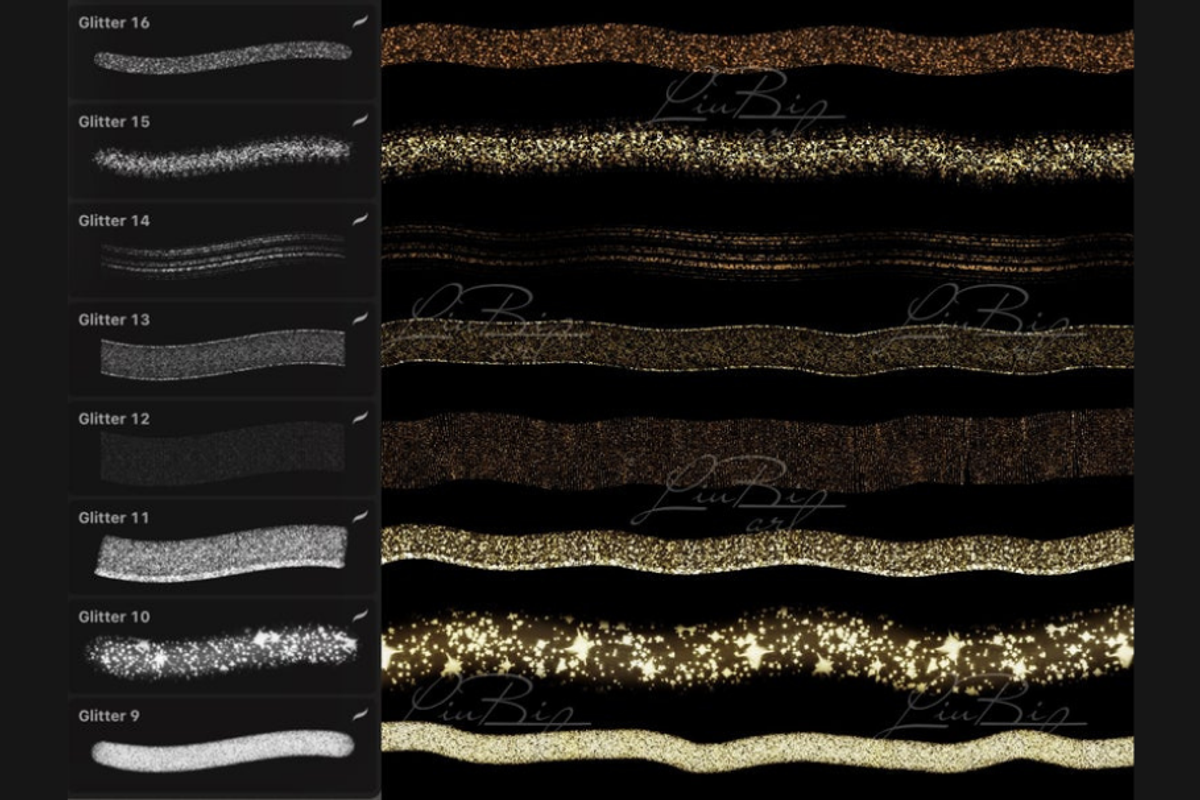 24 Procreate Glitter Brushes Set, a Brush Add-On by LiuBi Art (Photo 3 of 4)