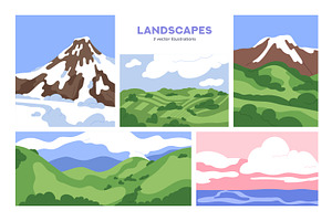Peaceful nature landscapes set, a Seasonal Illustration by Good Studio