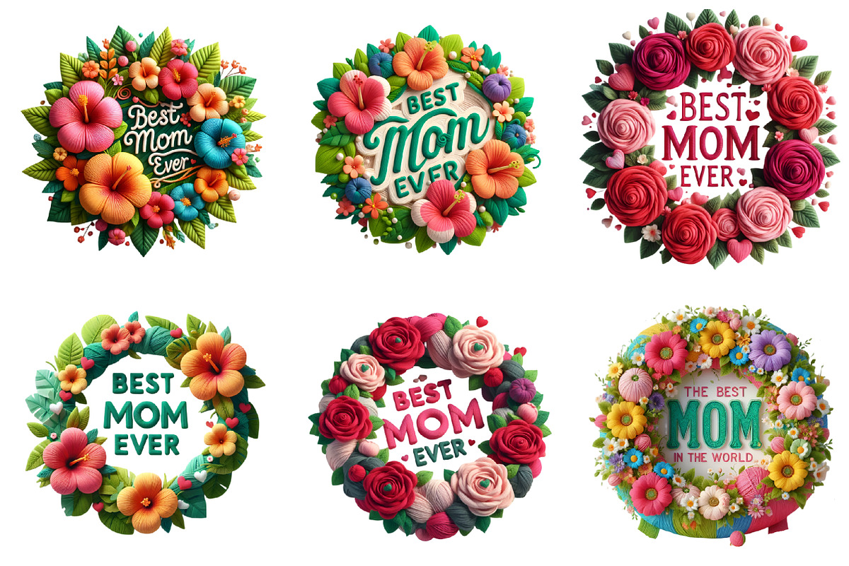 Mother's Day Floral Mom Clipart, an Illustration by GatewayDesign (Photo 3 of 3)