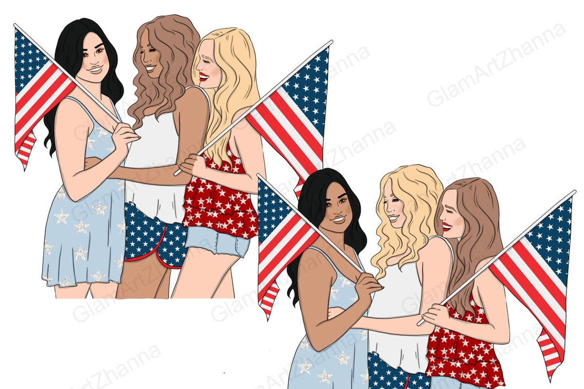 4th of July Girls Clipart, a Person Illustration by GlamArtZhanna (Photo 2 of 4)
