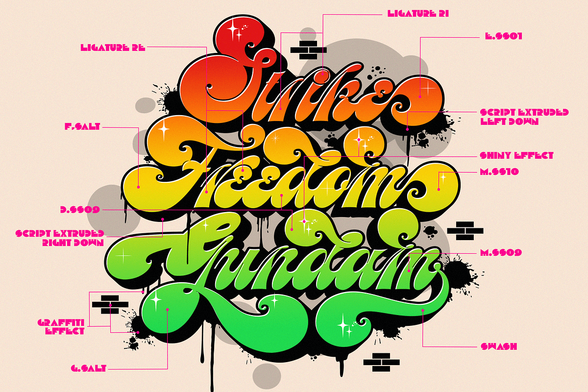 Meastro Pro Pack | Layered Retro, a Script Font by Ardana Creative (Photo 2 of 11)