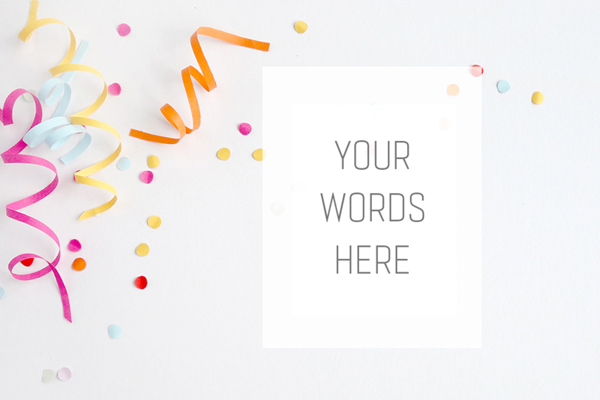 Styled desktop photo  confetti containing styled desktop, party styled, a Business Photo by YOYO Photo (Photo 1 of 3)