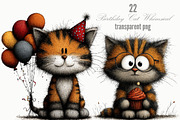 Birthday Cat Whimsical Clipart, an Animal Illustration by Designking (Thumbnail 1 of 5)