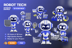 Robot Tech 3D Icon Pack, an Object 3D Model by Haps Space
