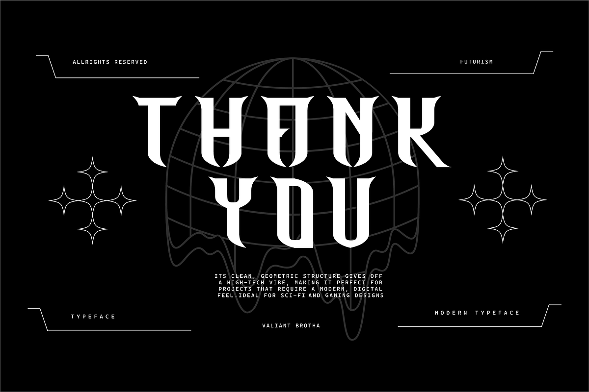VB Sortina - Futuristic Display Font, a Sans Serif Font by VALIANTBROTHA (Photo 11 of 11)