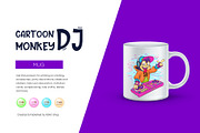 Cartoon monkey DJ. Tshirt, PNG., an Animal Illustration by KENO Mascots (Thumbnail 3 of 7)
