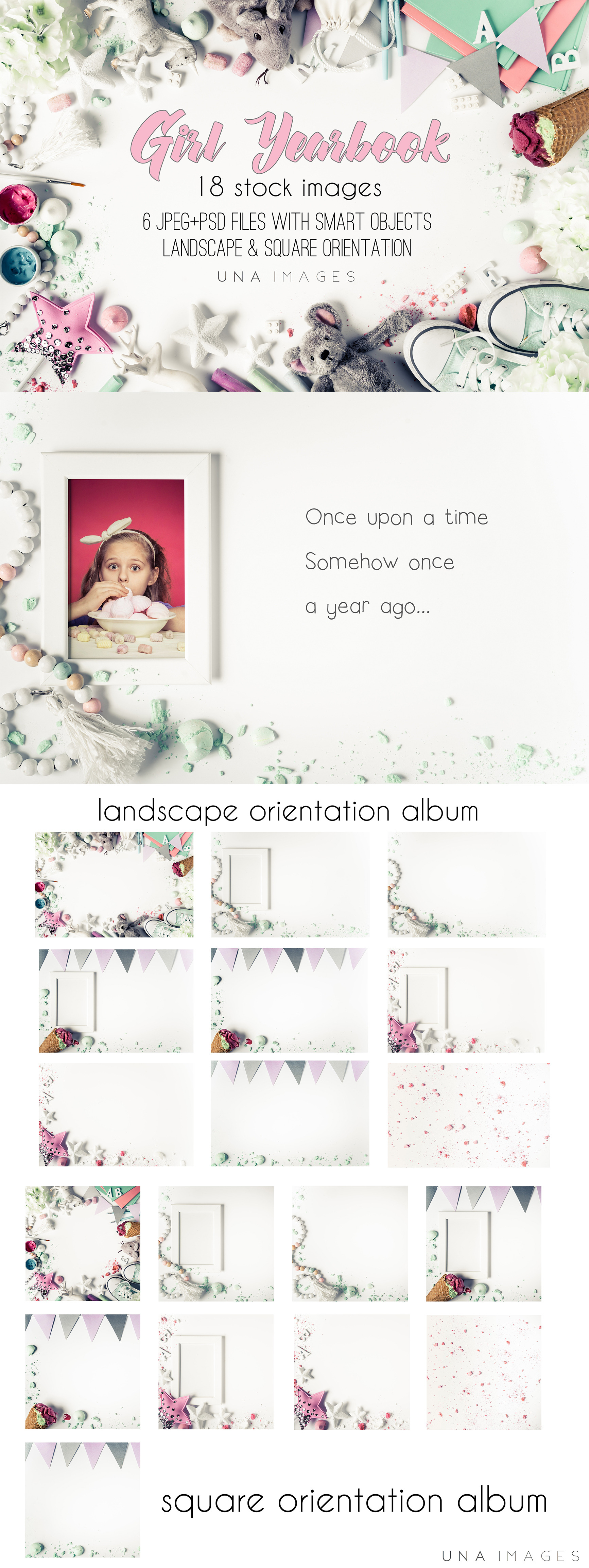 Kids yearbook mockup.#Girls, a Pens & Pencil Mockup by Una Matison