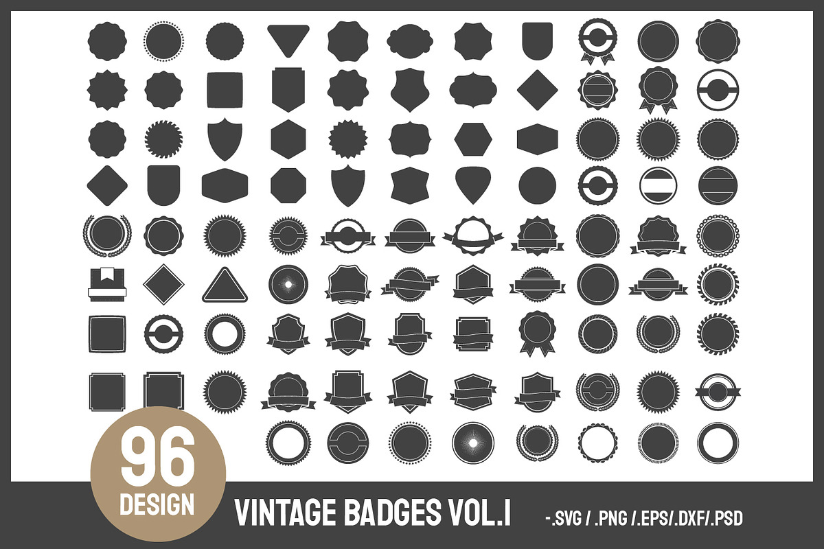 96 DESIGN Vintage Badges Vol 1.., an Illustration by Toonsteb