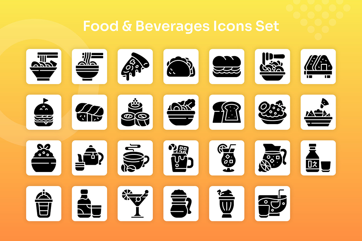 Food & Beverages Icons Set - Glyph, a Solid Icon by Kmg Design (Photo 2 of 2)