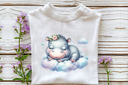 Adorable Baby Hippo Clipart, a Seasonal Illustration by Rose Art (Thumbnail 4 of 6)
