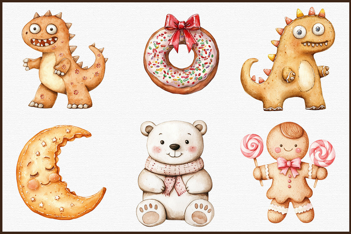 Cute Gingerbread Christmas Clipart, an Illustration by Sublimation Artist (Photo 3 of 6)