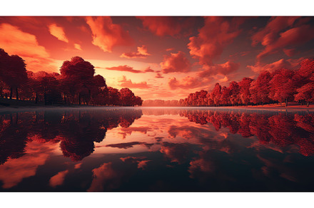 colorful park red sky idyllic ai, a Nature Photo by pikepicture