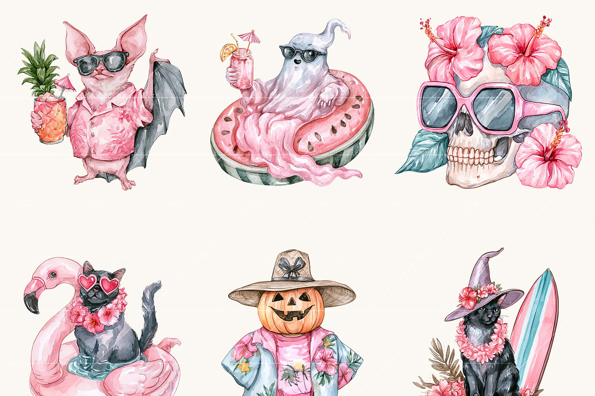 Summer Halloween Clipart Bundle, a Seasonal Illustration by BusyDaydesign (Photo 2 of 9)