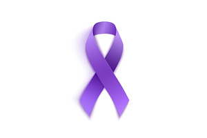 World cancer day purple ribbon