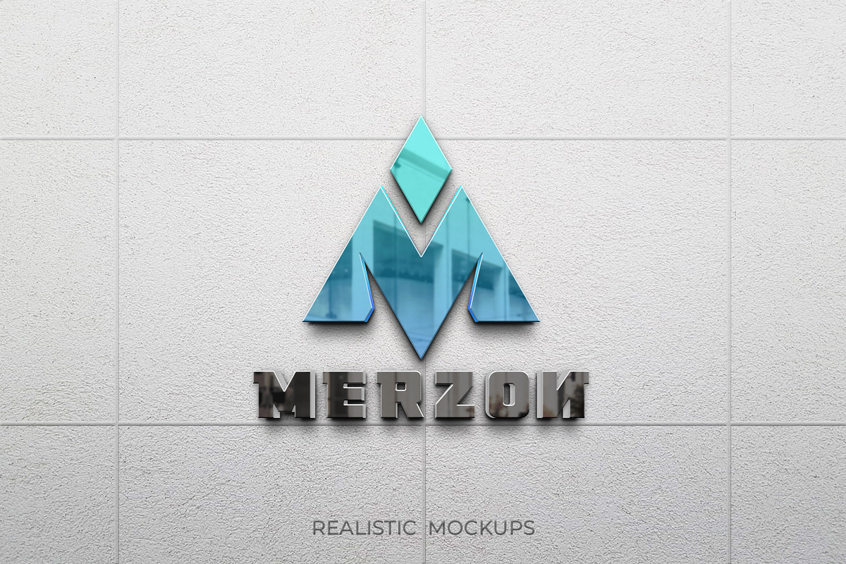 3D Glass Reflection Wall Logo Mockup, an Advertising Mockup by Modaldesain (Photo 4 of 6)