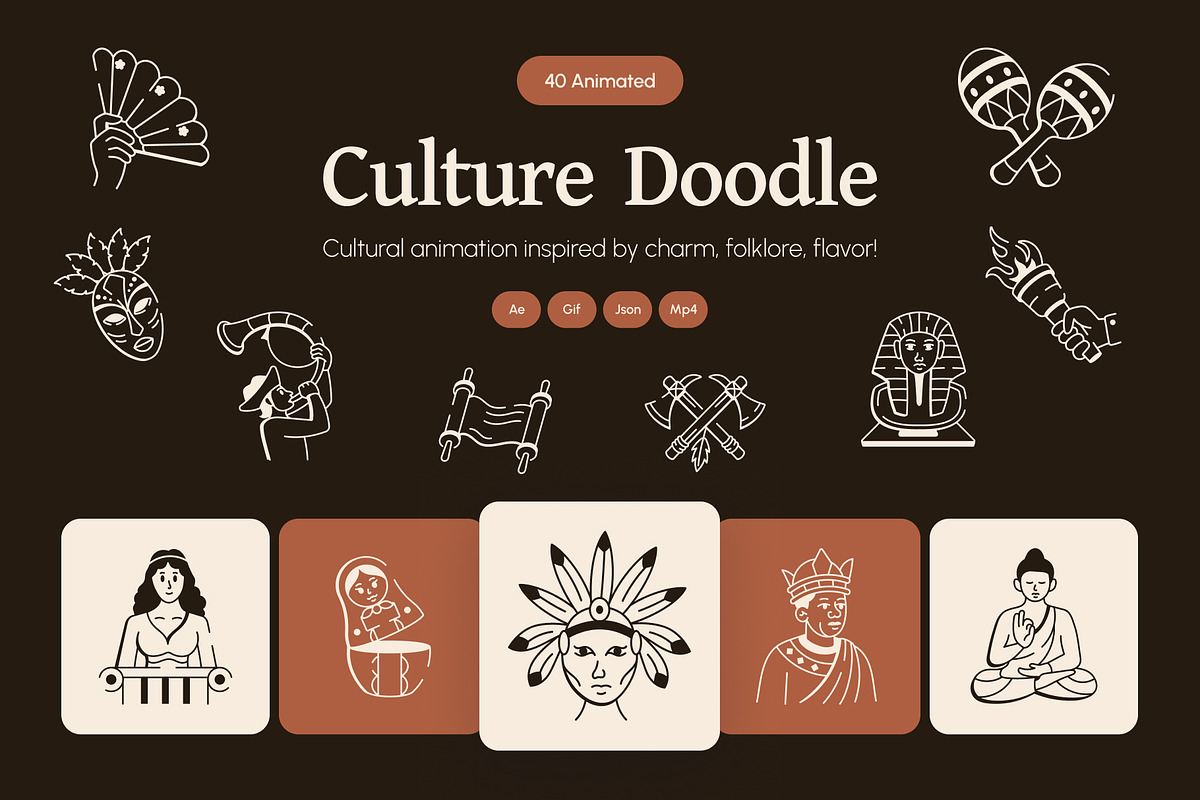 Animated Culture Doodle, an Outline Icon by Vectors Market (Photo 1 of 4)
