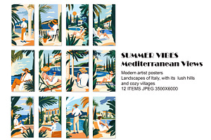 SUMMER VIBES  Mediterranean Views, an Illustration by SketchArtStudio