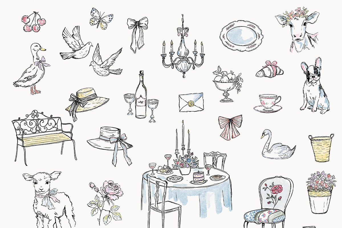 French Summer Whimsical Clipart, an Object Graphic by Essentially Nomadic (Photo 5 of 12)