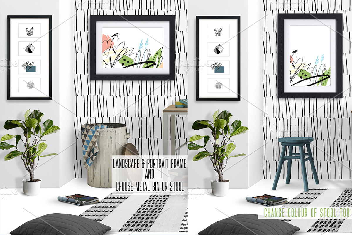 Office Rug, Wall & Frames Mock Up, a Print Template by Whimsicality (Photo 3 of 6)