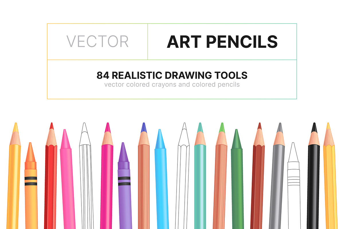 Vector Colored Crayons & Pencils, an Object Graphic by Side Project (Photo 1 of 14)
