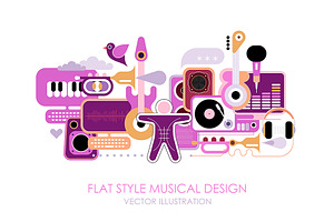 Flat Style Musical Vector Design, an Object Illustration by danjazzia