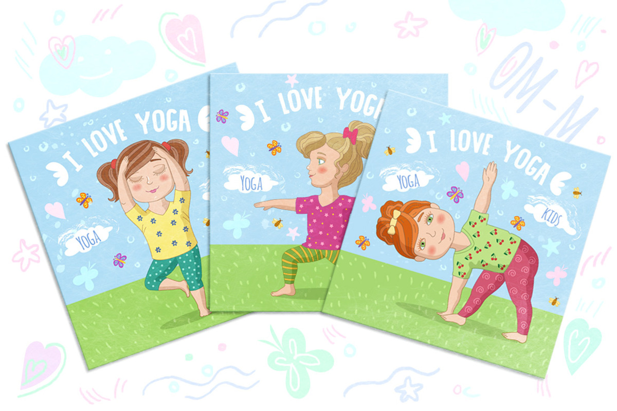 Cute girls in yoga poses. Vector, a Graphic by natamastery (Photo 5 of 6)