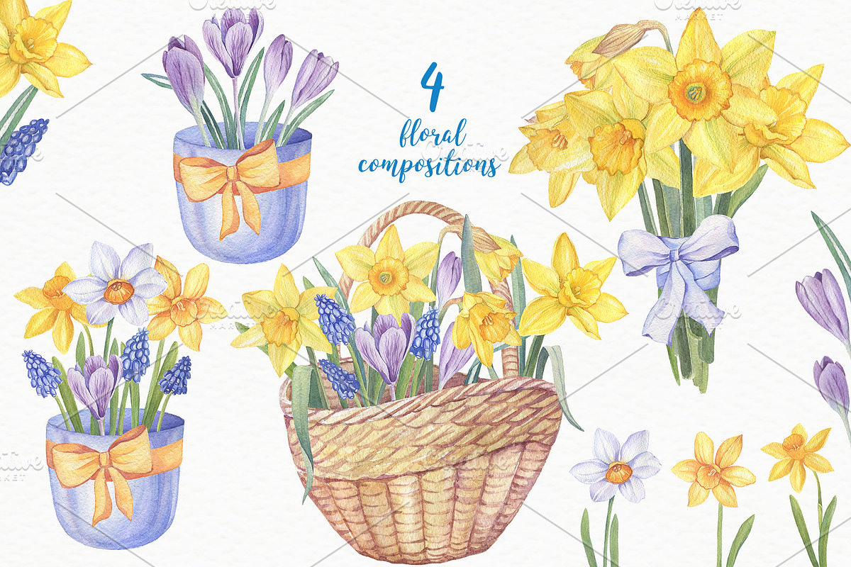 Watercolor Daffodils, an Illustration by Irina Diasli (Photo 4 of 6)