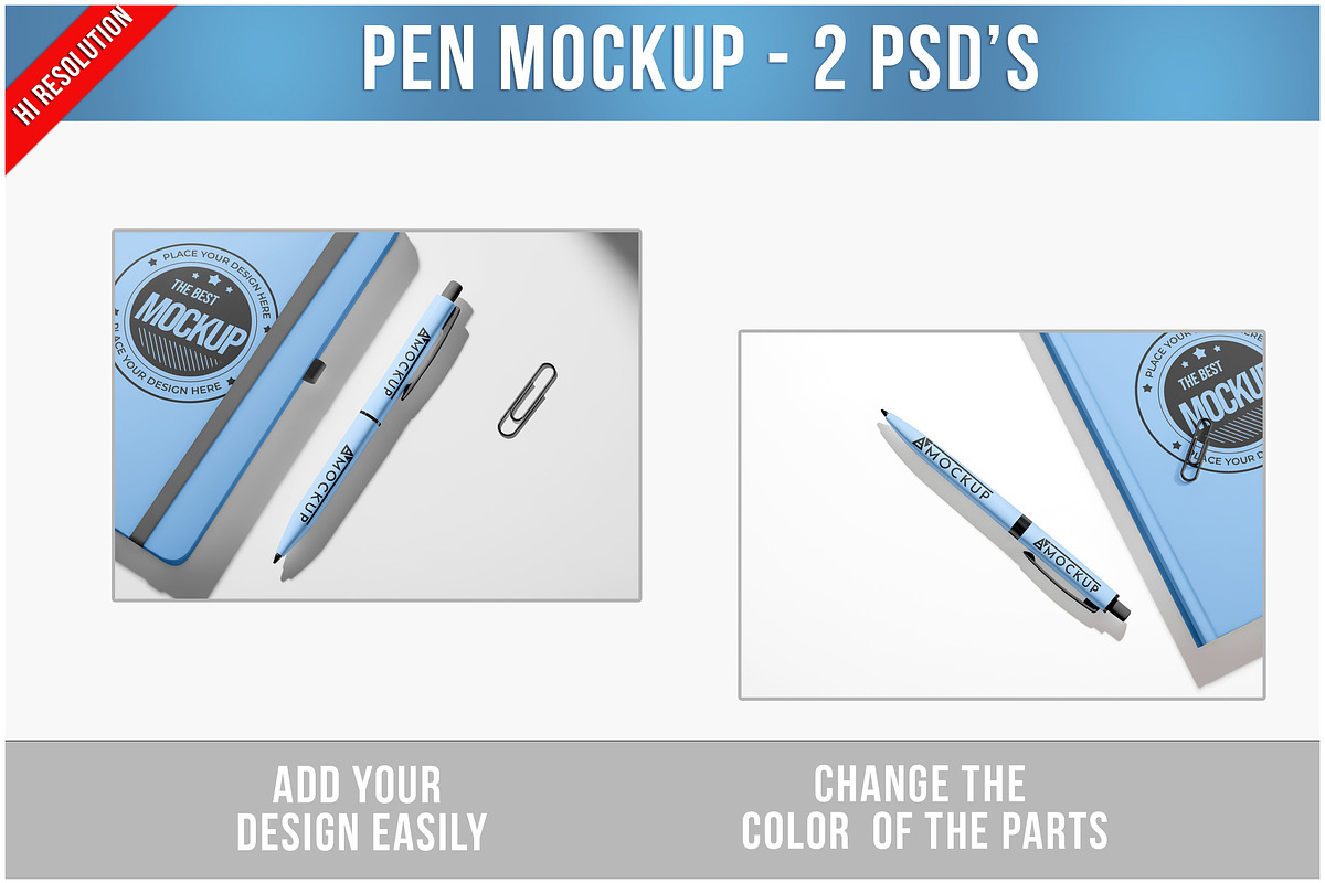 Pen Mockup Desk Composition PSD, a Pens & Pencil Mockup by Bruno's Shop (Photo 1 of 4)