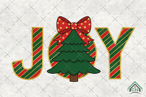 JOY Coquette Glitter Christmas Tree, an Illustration by Craft Nest