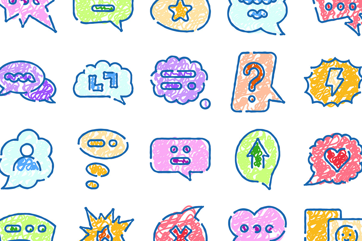 Colorful doodle chat speech bubble, an Object Graphic by pikepicture (Photo 3 of 3)