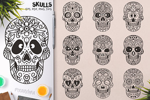 100 Decorative Vector Skulls